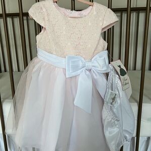Rare Editions Pink and White Lace Dress